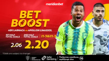 Meridianbet: ΑΕΚ-Απόλλων | Σημεία με γκολ και bet boost στο 2.20! – Ασύλληπτες στοιχηματικές ευκαιρίες, τρελά μπόνους!