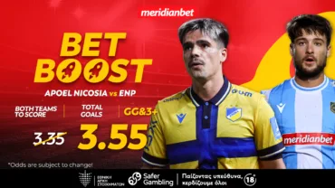 Meridianbet: ΑΠΟΕΛ-ΕΝΠ: Αξία στο 3.55 με σούπερ bet boost! – Άρπαξε την στοιχηματική ευκαιρία, άρπαξε τα μπόνους!