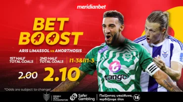 Meridianbet: Άρης-Ανόρθωση | Ποντάρισμα στα γκολ και στα ημίχρονα! – Τι περιμένεις; Στοιχημάτισε και άρπαξε το μπόνους τώρα!
