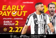 Meridianbet: Αταλάντα-Γιουβέντους | Αξία στο «διπλό» του 2.27 με πρώιμη πληρωμή