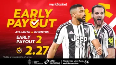 Meridianbet: Αταλάντα-Γιουβέντους | Αξία στο «διπλό» του 2.27 με πρώιμη πληρωμή