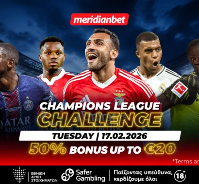 Meridianbet: Champions League Challenge με μπόνους επιστροφής για μεγαλύτερη απόλαυση και ποντάρισμα!