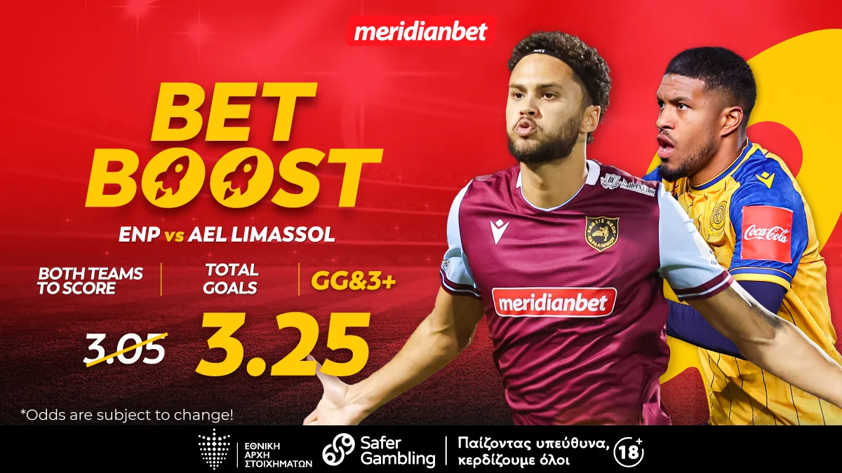 Meridianbet: ΕΝΠ-ΑΕΛ | Το δελεαστικό 3.25 με το bet boost – Άρπαξε τις σούπερ στοιχηματικές ευκαιρίες!