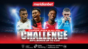 Meridianbet: Champions League Challenge – Σου προσφέρουμε 50% μπόνους επιστροφής για μεγαλύτερη στοιχηματική απόλαυση!